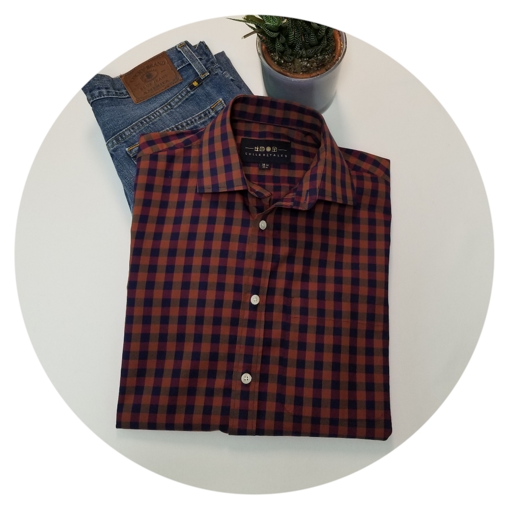 Collar Tales Men's Cotton Plaid Shirt Sz M